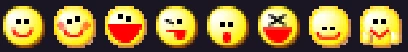 Retro pixel emojis from the Trillian emoji pack installed in Armada