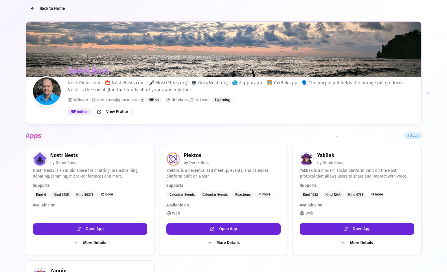 Derek Ross's NostrHub profile page